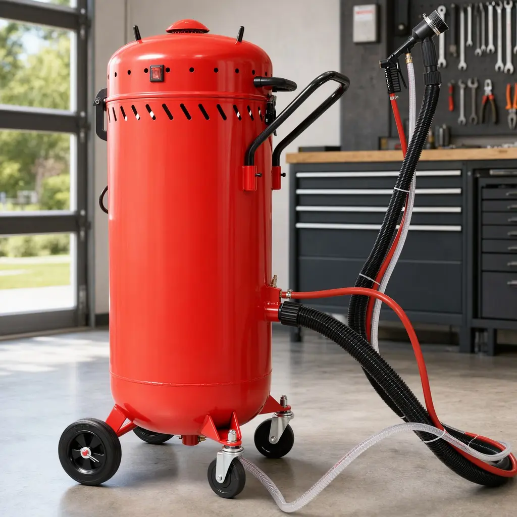 ARCH 28 Gallon Dust-Free Sand Blaster with 1200W Vacuum System, Heavy Duty Steel Abrasive Blasting Equipment for Metal Rust Paint Stripping, Automotive Restoration, Machinery Refinishing, Red Surface Prep Tool, Red Color Options, Steel Material