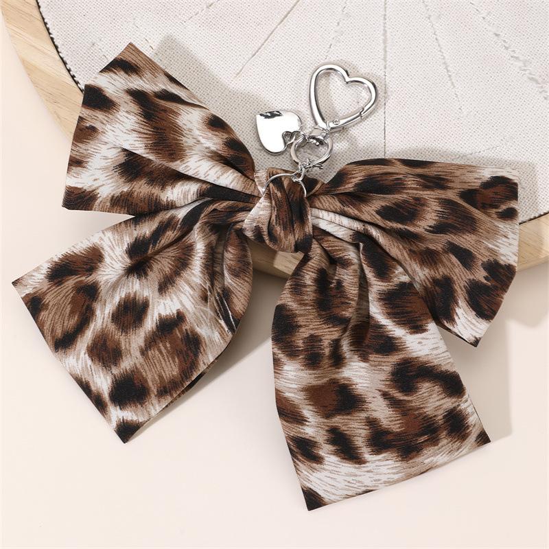 Dark Tone Leopard Bow Heart Set |   Keychain Bag Clip & Hair Accessories