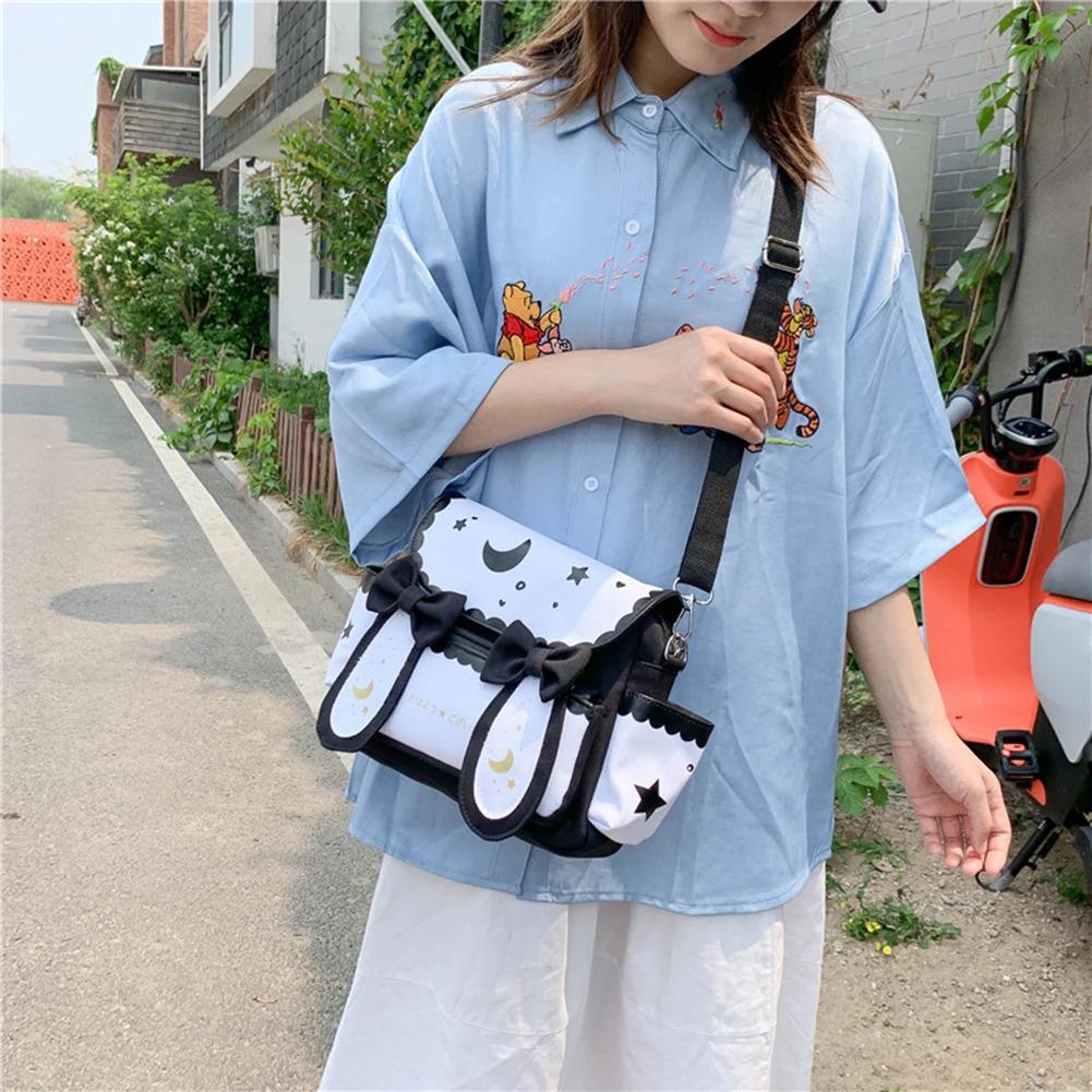 Y2K Cute Girl Lolita Bow Rabbit Shoulder Bag Women Star Moon Canvas Crossbody Bags Korean Kawaii Satchel Bag Sweet Messenger Bag Y2K Cute Girl Lolita Bow Rabbit Shoulder Bag Women Star Moon Canvas Crossbody Bags Korean Kawaii Satchel Bag Sweet Messenger Bag