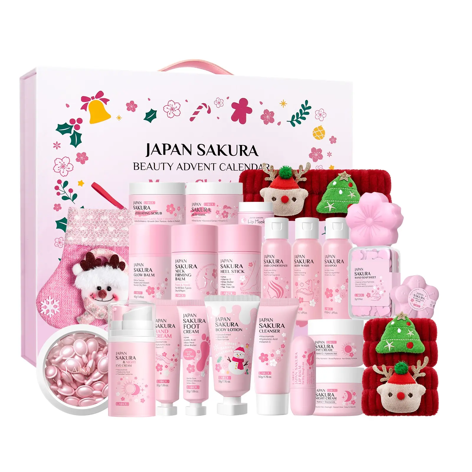 2026 Holiday Gift Set, Sakura Beauty Advent Calendar | Aesthetic Christmas Countdown Box with Niacinamide & Vitamin C Skincare Essentials, Perfect Pre-Season Self-Care Surprise for Teen Girls & Women