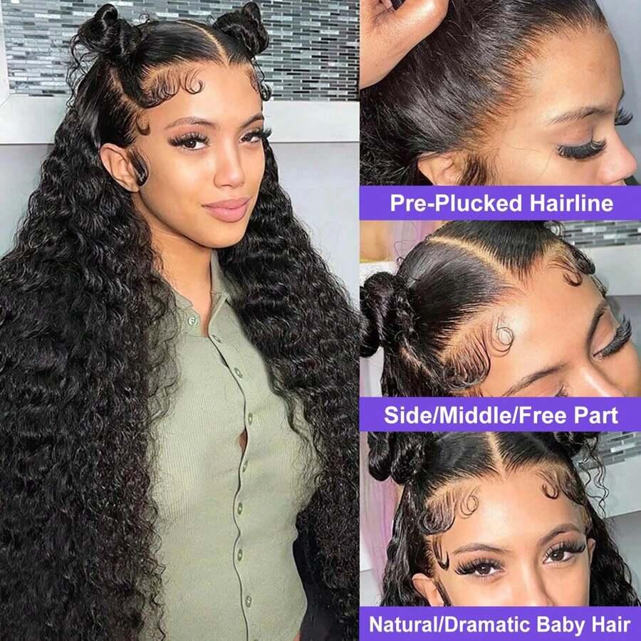 Bling Hair 36 38 Inch Deep Wave Frontal Wig Transparent 13x4 13x6 HD Lace Frontal Human Hair Wigs Curly Human Hair Wigs For Black Women