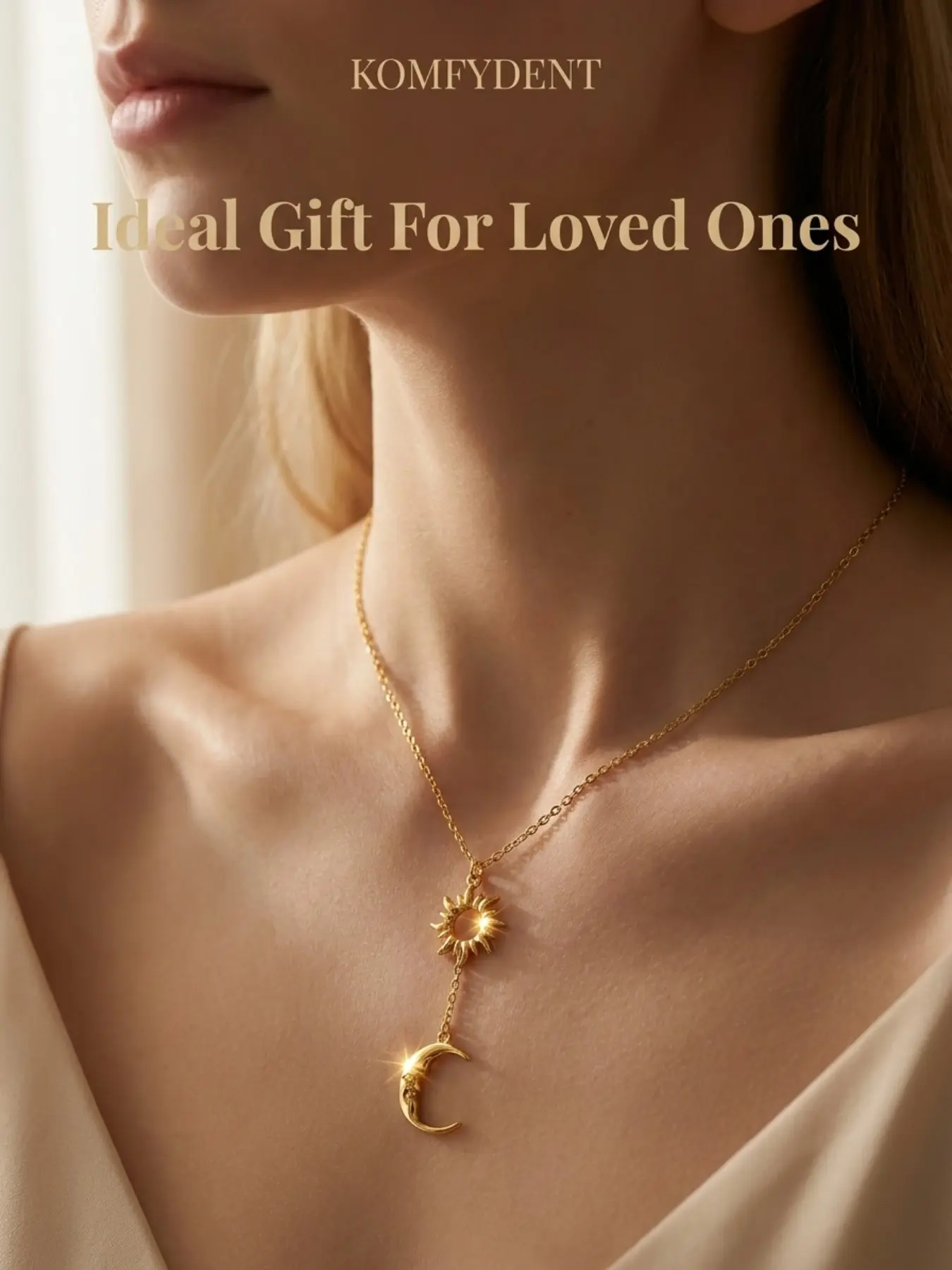Sun & Moon Design Pendant Necklace for Women & Girls, Fashion Jewelry for Party, Daily Wear, Birthday Gift, Minimalist Style
