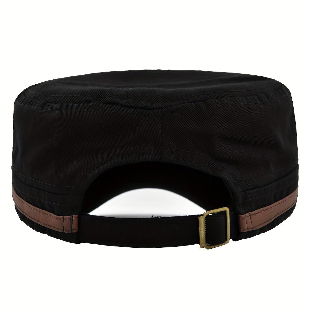 Unisex Military Flat Top Hat, Polyester Woven Street Style, Sun Protection Cap for Men And Women
