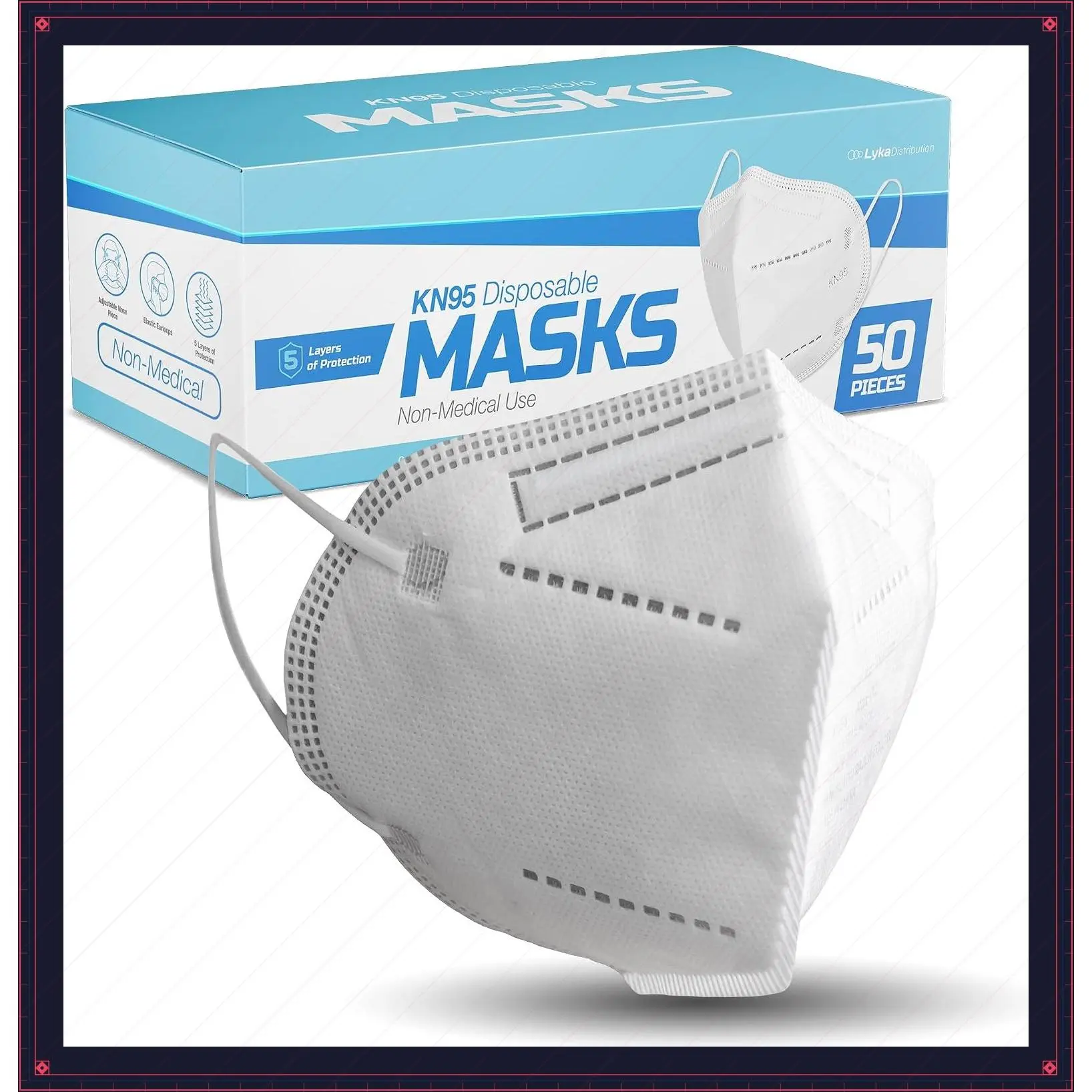 KN95 Face Masks - 50 Pack - 5 Layer Protection Breathable KN95 Face Mask with Comfortable Elastic Ear LoopGift