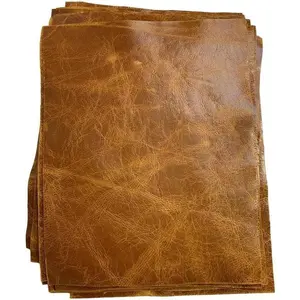 Tan Distressed Cowhide Pull-Up Leather Pre-Cut Sheet, 8.5'' x 11'' 1 Piece for Home Supplies Raincoat Making