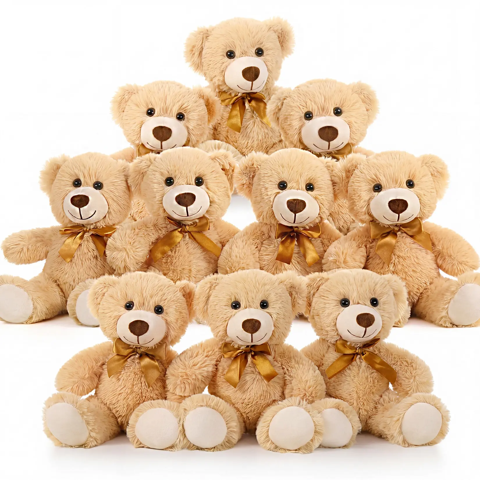 10PCS Soft Khaki Stuffed Animal Bear Toys - Baby-Safe Classic Set for Kids, Superior Quality, Ideal for Baby Shower Gifts, Collectible Animal Stuffed Toys, Stuffed Animals