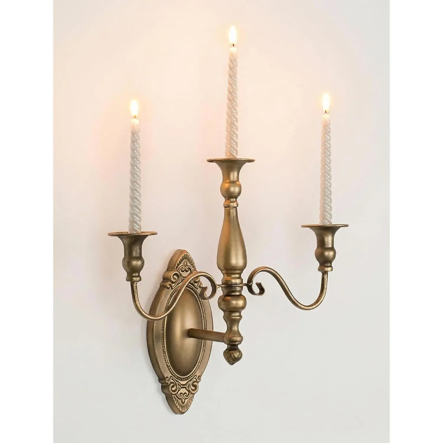 Vintage Wall Candle Holder Decor: Victorian 3-Arm Candle Sconces | 1pc 3-Arm Taper Sconce Metal Wall-Mounted Candlestick for Hallway, Fireplace, Bedroom