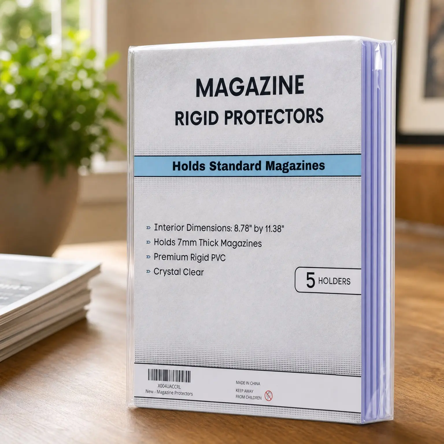 5 Clear Rigid Hard Top Loader Holders - Plastic Display Case for Magazine Protectors and Collectors Sleeve Covers, 7mm Thick Opening