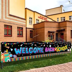 Large Welcome Back Banner, School Opening Decoration, Courtyard Slogan, First Day of School Banner Decor, Decorative Items