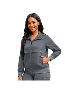 Heavyweight Warm Long Sleeve Button Front Outer Jacket Relax Fit Daily Service Coat Designed for In-store Staff of Pharmacy and Comprehensive Service Institutions