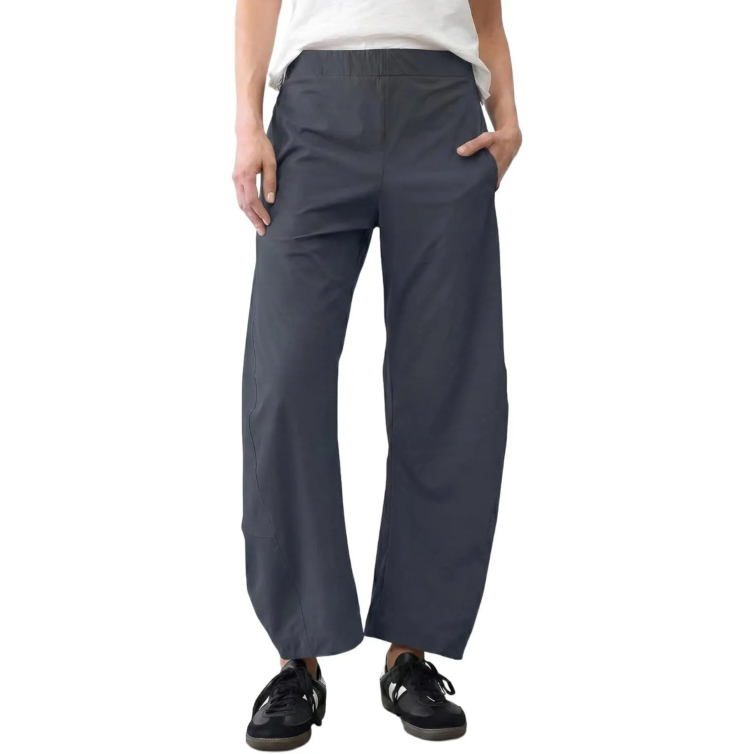 Women's Wide Leg Crop Barrel Pants - Hidden Elastic, Quick Dry, Golf Trousers with Pockets for 2026 Spring Travel