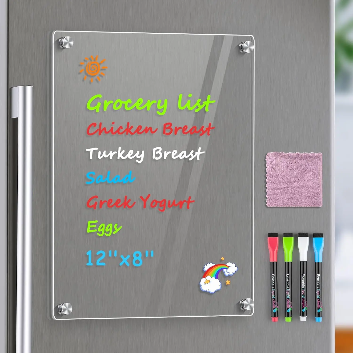 Whiteboard for Fridge, 12 x 8 Inch Dry Erase Board | Durable  Material,  , Smooth Writing and Easy Cleaning for Grocery Lists, Meal Plans, and Reminders