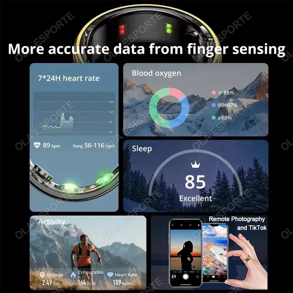 Health Smart Ring Blood Pressure Heart Rate Sleep Monitor IP68 & 5ATM Waterproof Multi Sport Mode for Men Women Health Smart Ring Blood Pressure Heart Rate Sleep Monitor IP68 & 5ATM Waterproof Multi Sport Mode for Men Women