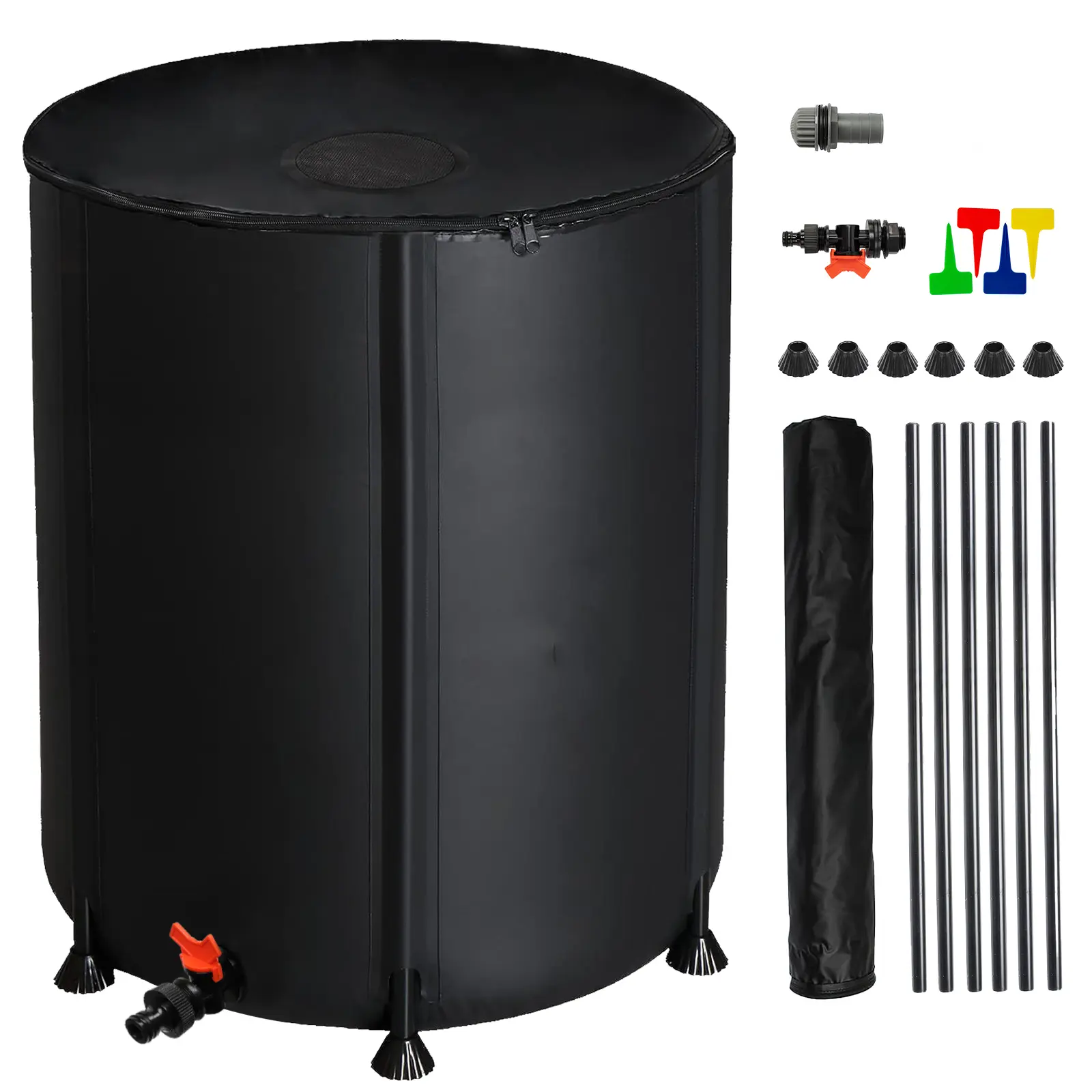 Outdoor Portable Multi-Size Rain Barrel - 50/100/132 Gal Heavy-Duty Foldable PVC Mesh Water Storage Tank for Garden Rain Harvesting, Water Collects Needs