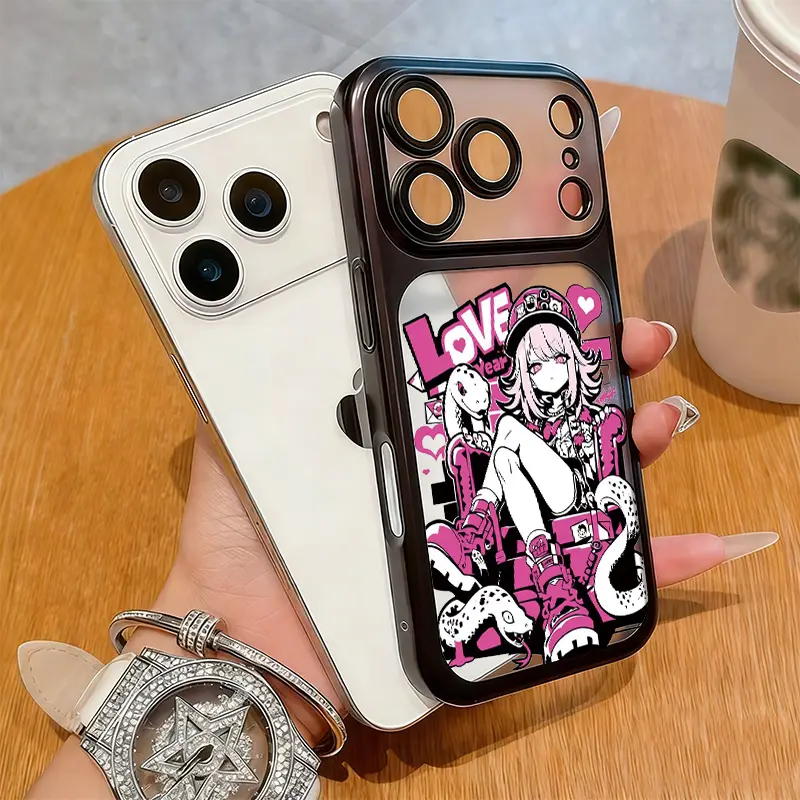 Cross andEdgy Girl With Python Illustration Phone Case for iPhone 17 AIR 17 PRO 16 PRO15 PRO MAX 14 PLUS 13 PRO 12 11 PRO XS MAX X XR Plus  Shockproof Protective Cover Full Protection Anti-DropSolid color large-pore