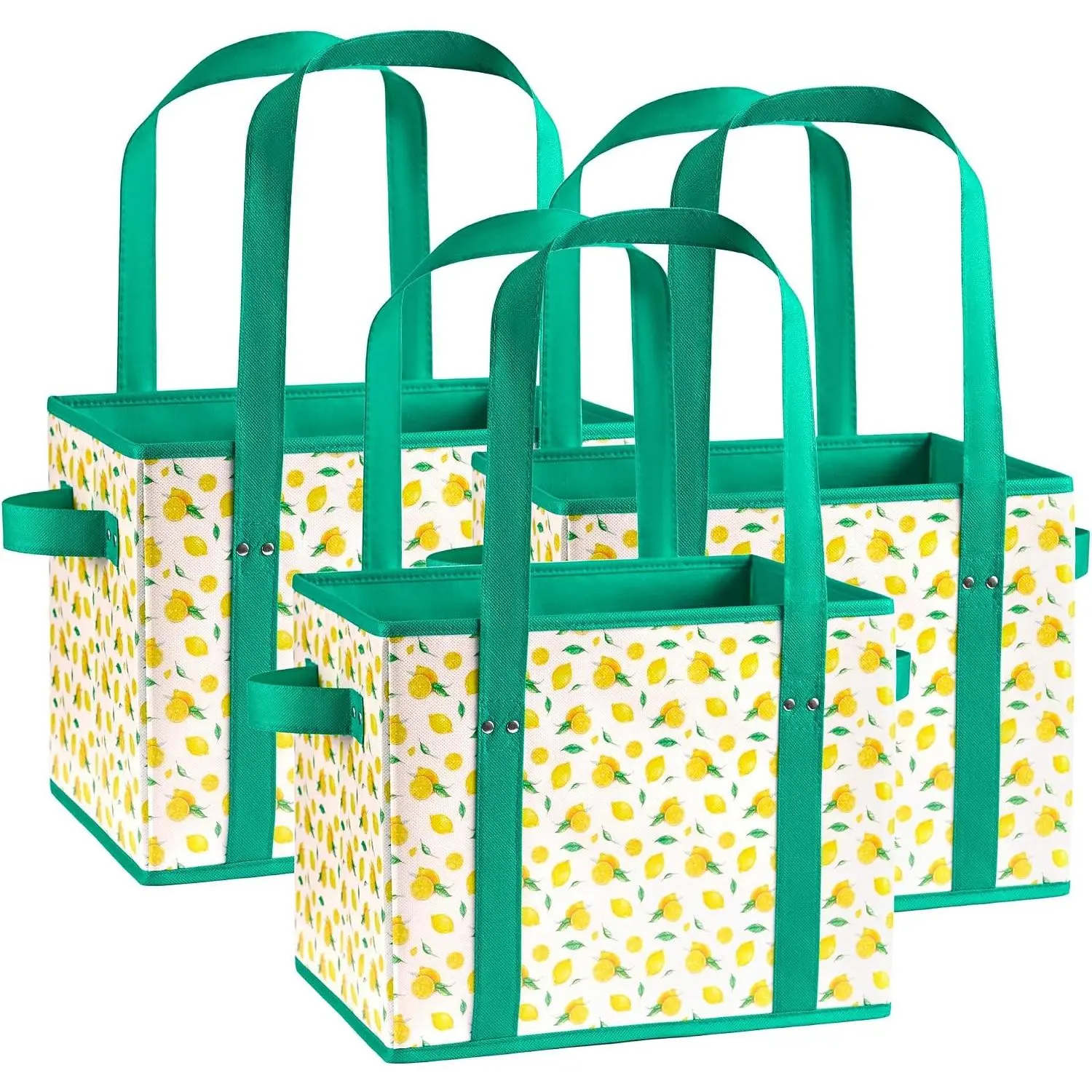3 Pk  Grocery Bags, Foldable Shopping Basket, Daily Utility Storage, Reinforced Bottom Handles