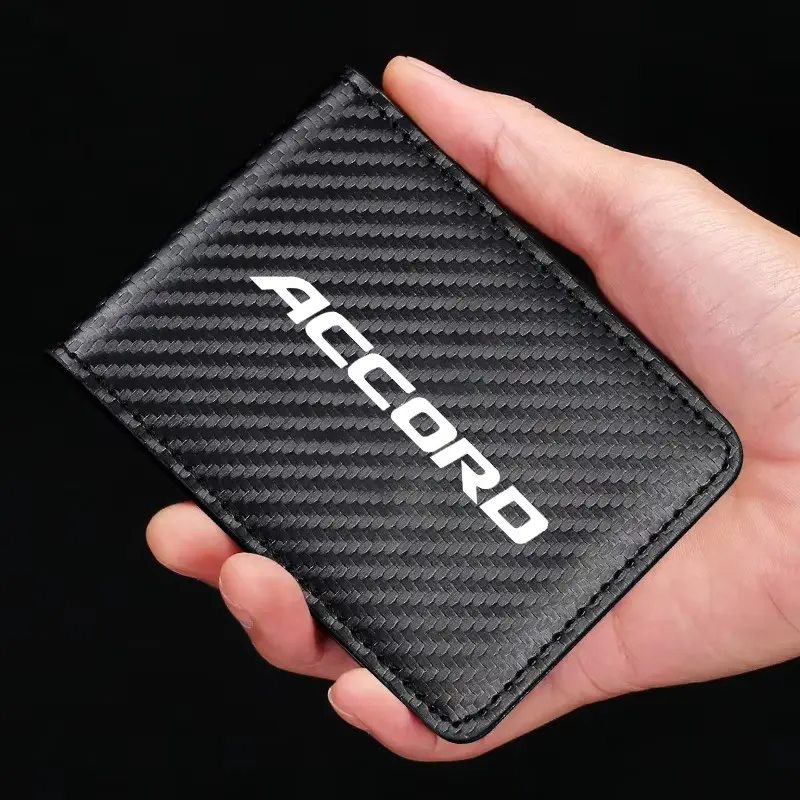 Carbon Fiber Texture License Plate Wallet for Accord, Holds Driver's License, ID Card, Bank Cards, Cash, Practical Car Gift