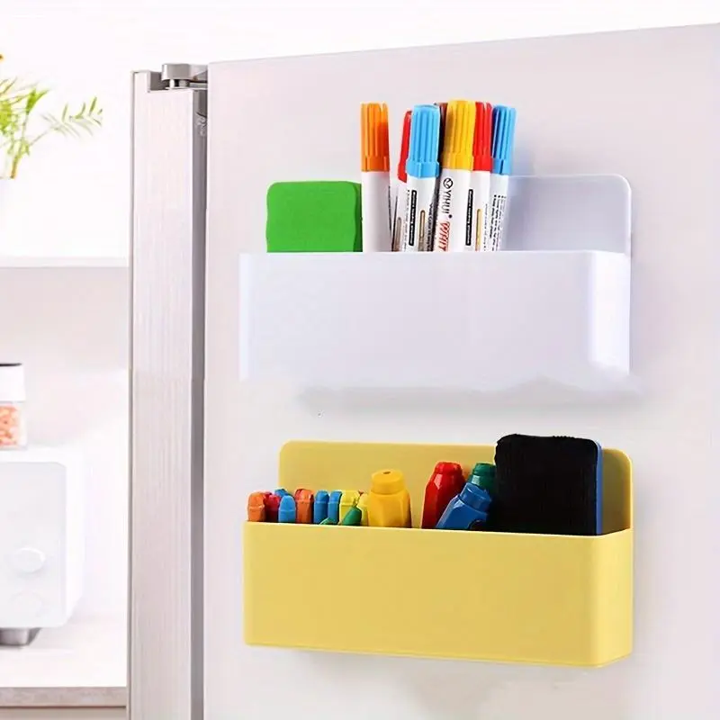 1pc Strong Magnetic Whiteboard Organizer - Multifunctional Plastic Magnetic Holder with Eraser Compartment, Sleek Design for Office & Home Use