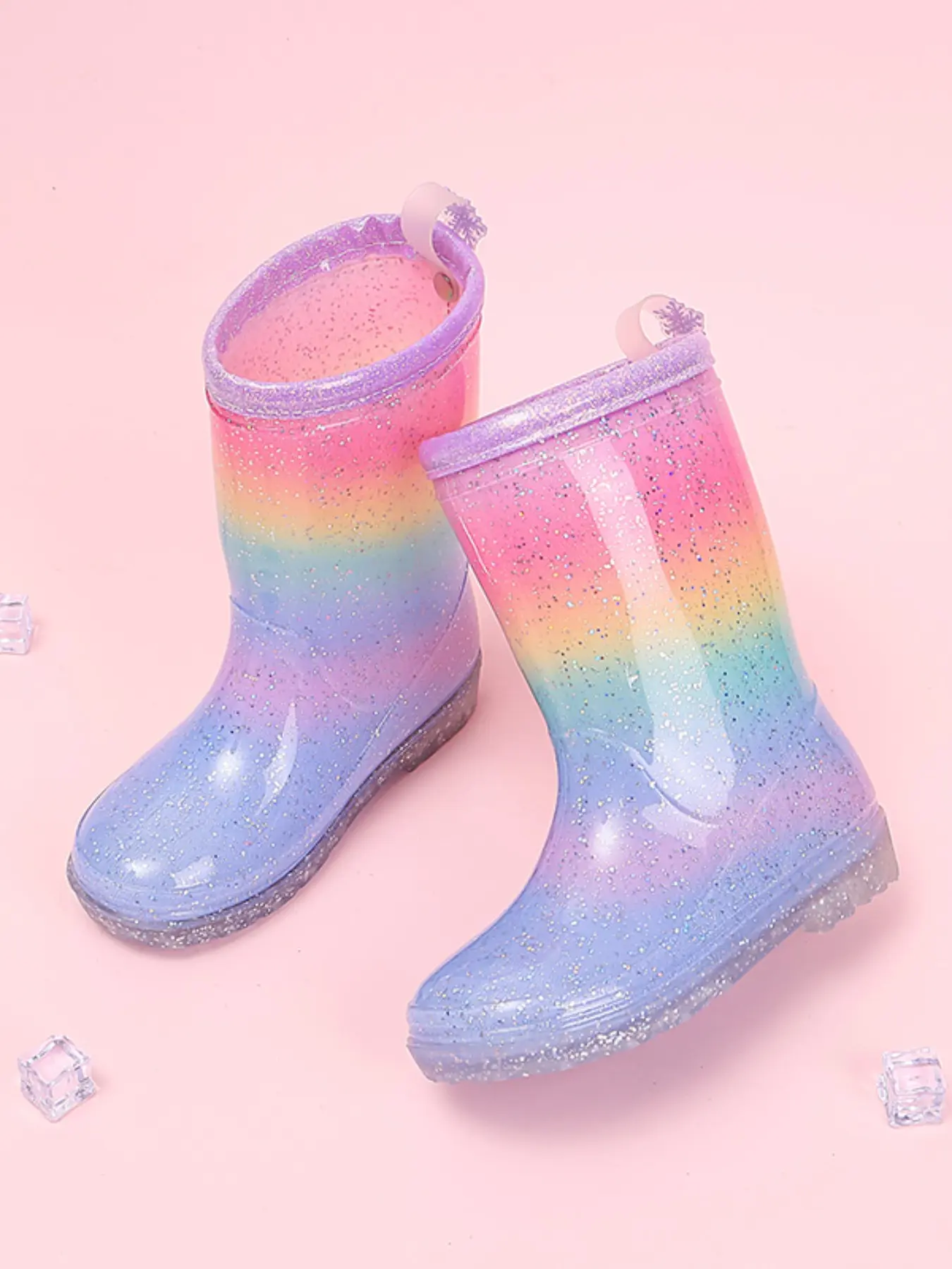 Girls' Rain Boots, Eco-Friendly All-Season Fashion Cute Waterproof Cartoon Mid-Calf Rubber Shoes, Non-Slip Durable Kids Footwear, Anti slip boots