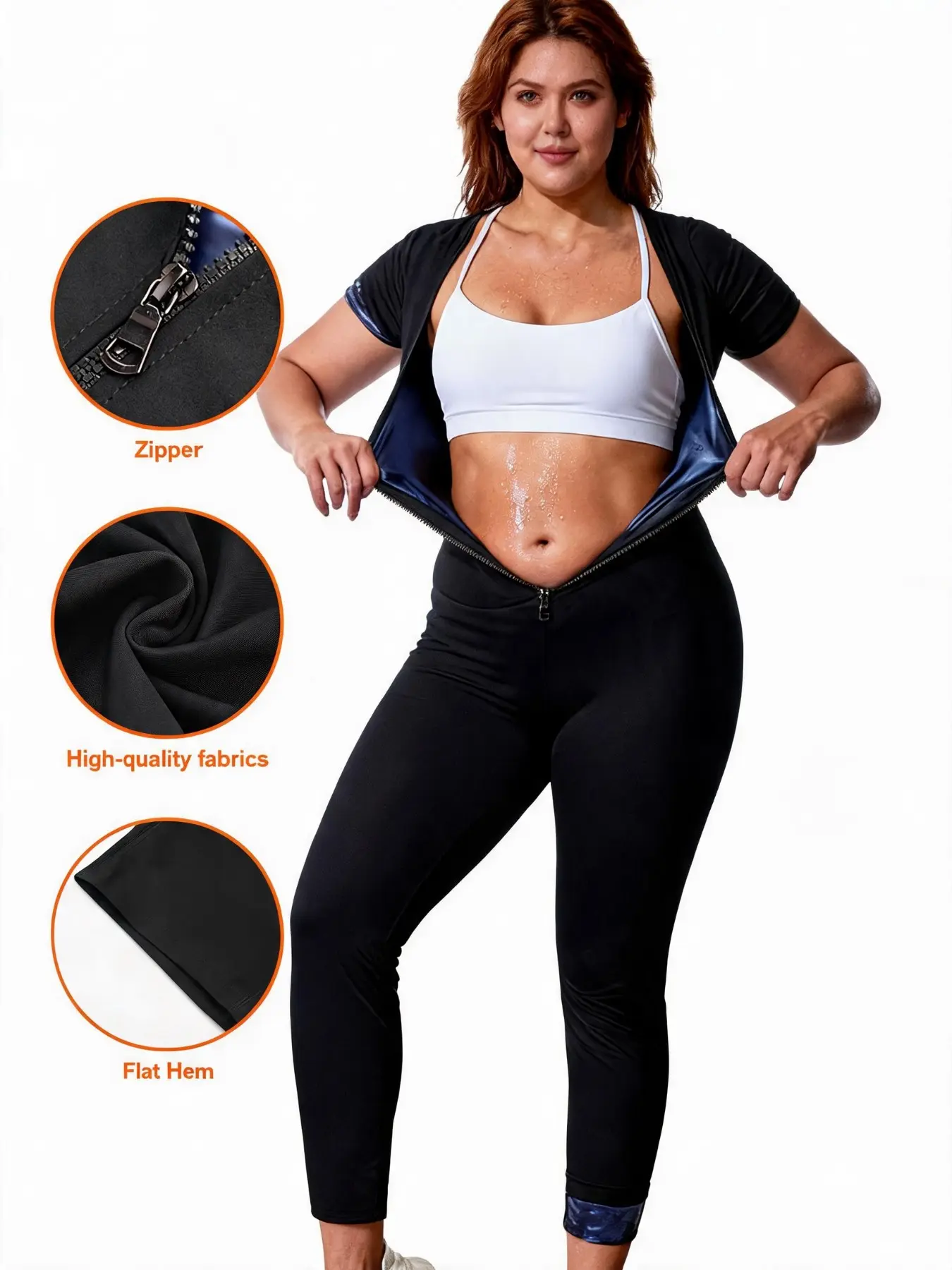 Plus Size Women's Zipper Sports Jumpsuit, One Piece High Elastic Stretchy Activewear with Convenient Front Zipper, Soft Breathable Curvy Fit Athletic Romper, Casual Versatile Outfit for Running Gym Fitness Yoga & Daily Wear