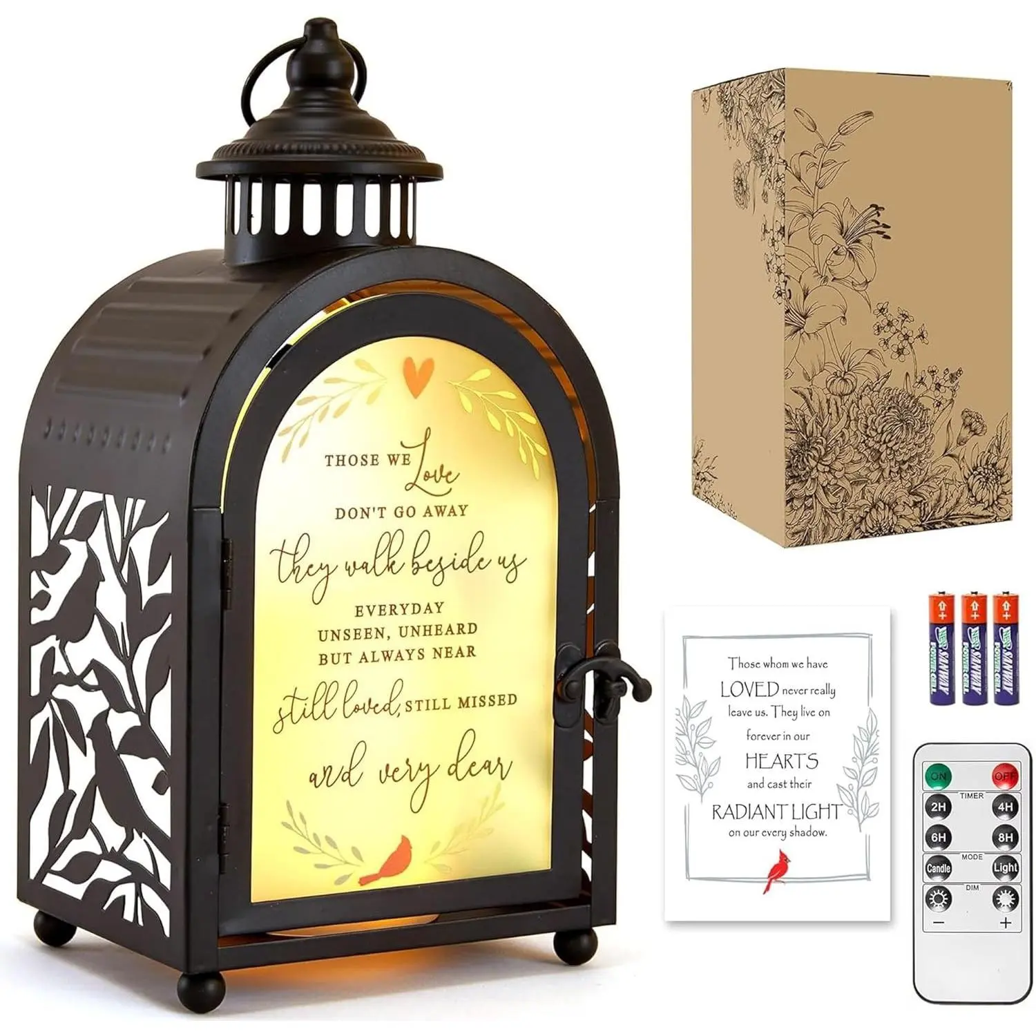 Sympathy Memorial Gift for Loss of Loved One, Memorial Lantern with Flickering LED Candle and Remote Control - Those We Love (Black)Gift