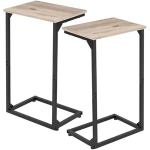 C Shaped End Tables Set of 2, Couch Side Tables that Slide Under, TV Trays for Living Room, Bedroom, Small Space, Sofa