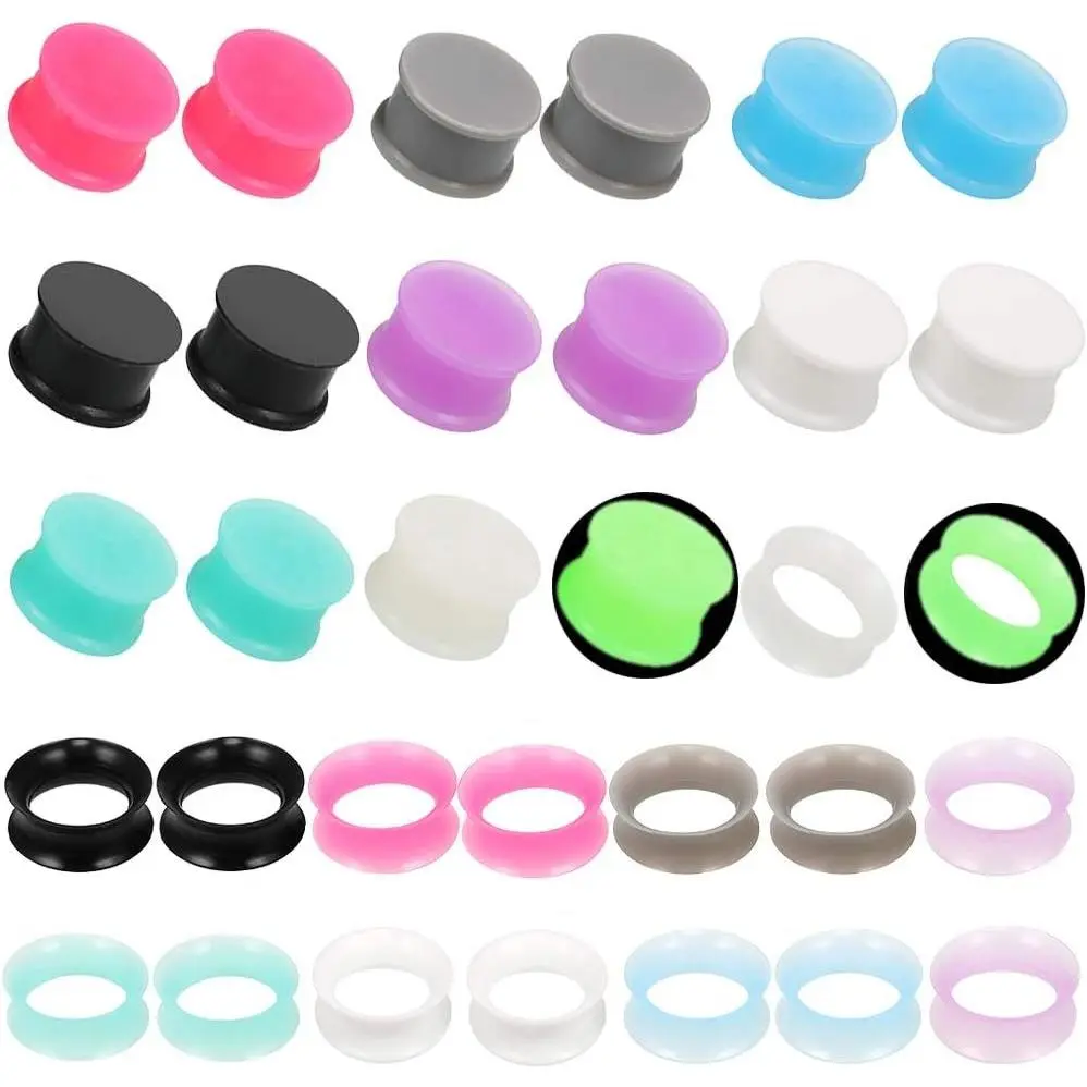 Soft Flexible Silicone Ear Gauges Plugs Saddle and Tunnels 6mm-20mm (16 Pairs)