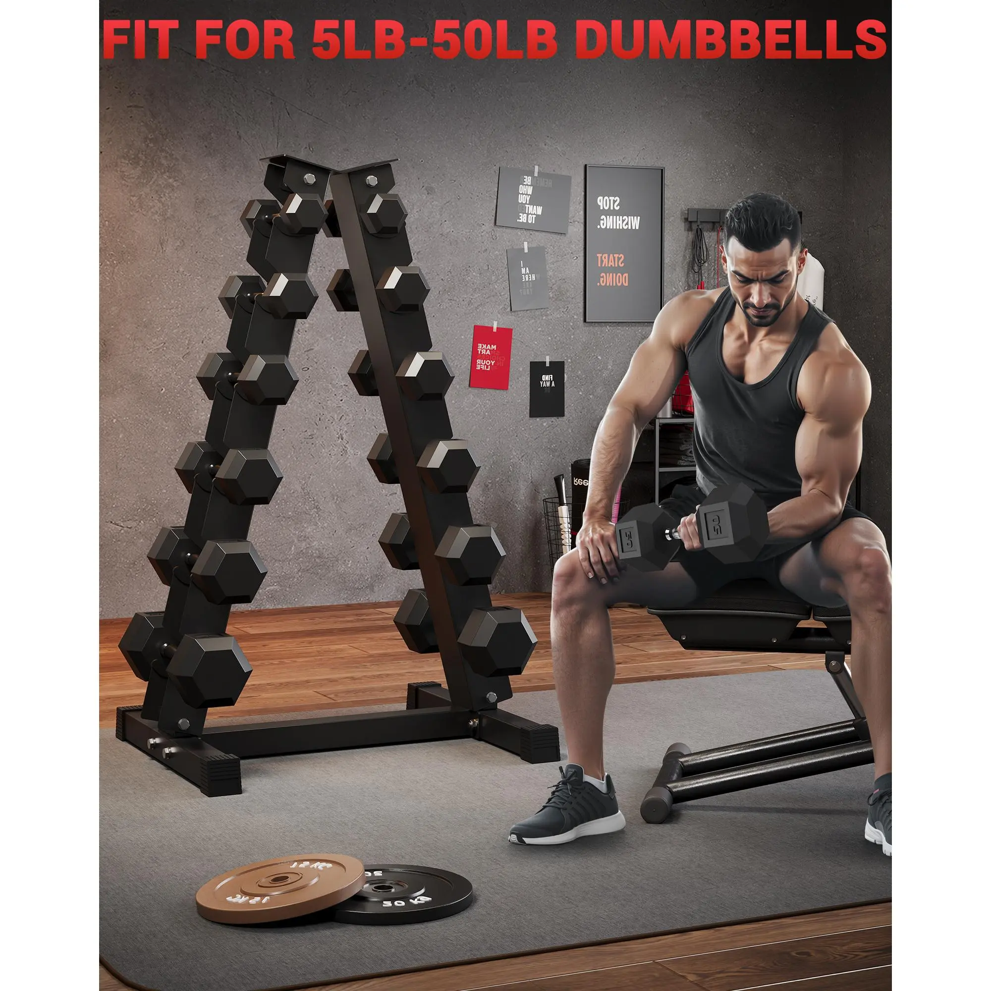Heavy Duty Steel Dumbbell Rack Stand Only, Space Saving Home Gym Weight Storage Rack with Rubber Protectors & Non-Slip Base, 480/800/1000 LB Capacity