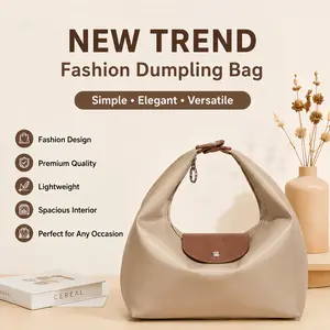 Fashion Dumpling Bag Women Shoulder Handbag Nylon Hobo Tote Bag Large Capacity Underarm Bag Crossbody Purse Lightweight Waterproof Casual Travel Bag Soft Leather Strap Zipper Shopper Bag for Women Girls Work Shopping Dating Travel Daily Use