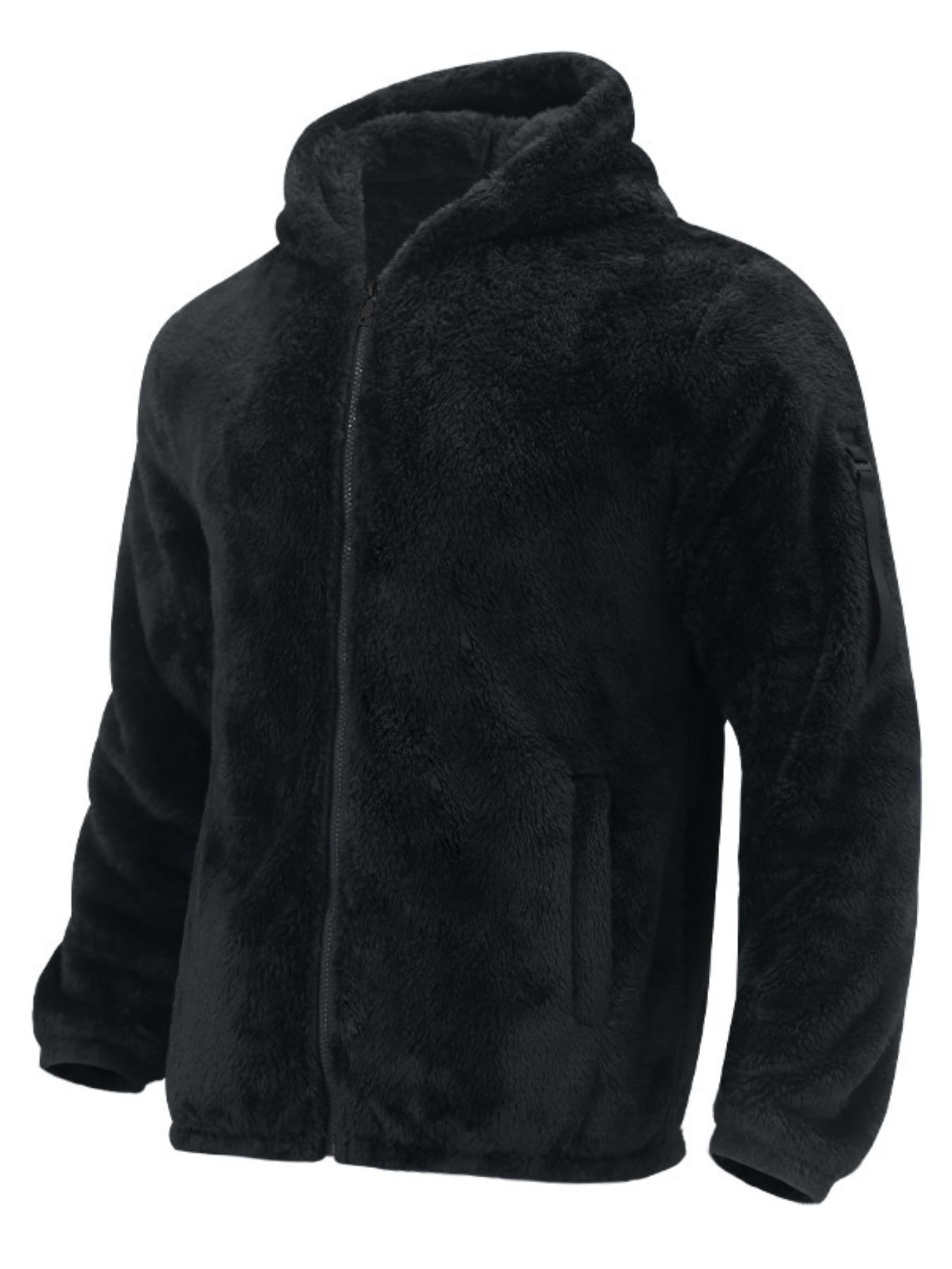 Men's Windproof Thermal Jacket, Loose-Fit Hooded Casual Outerwear, Dual-Sided Velvet Warm Coat for Fall & Winter Seasons