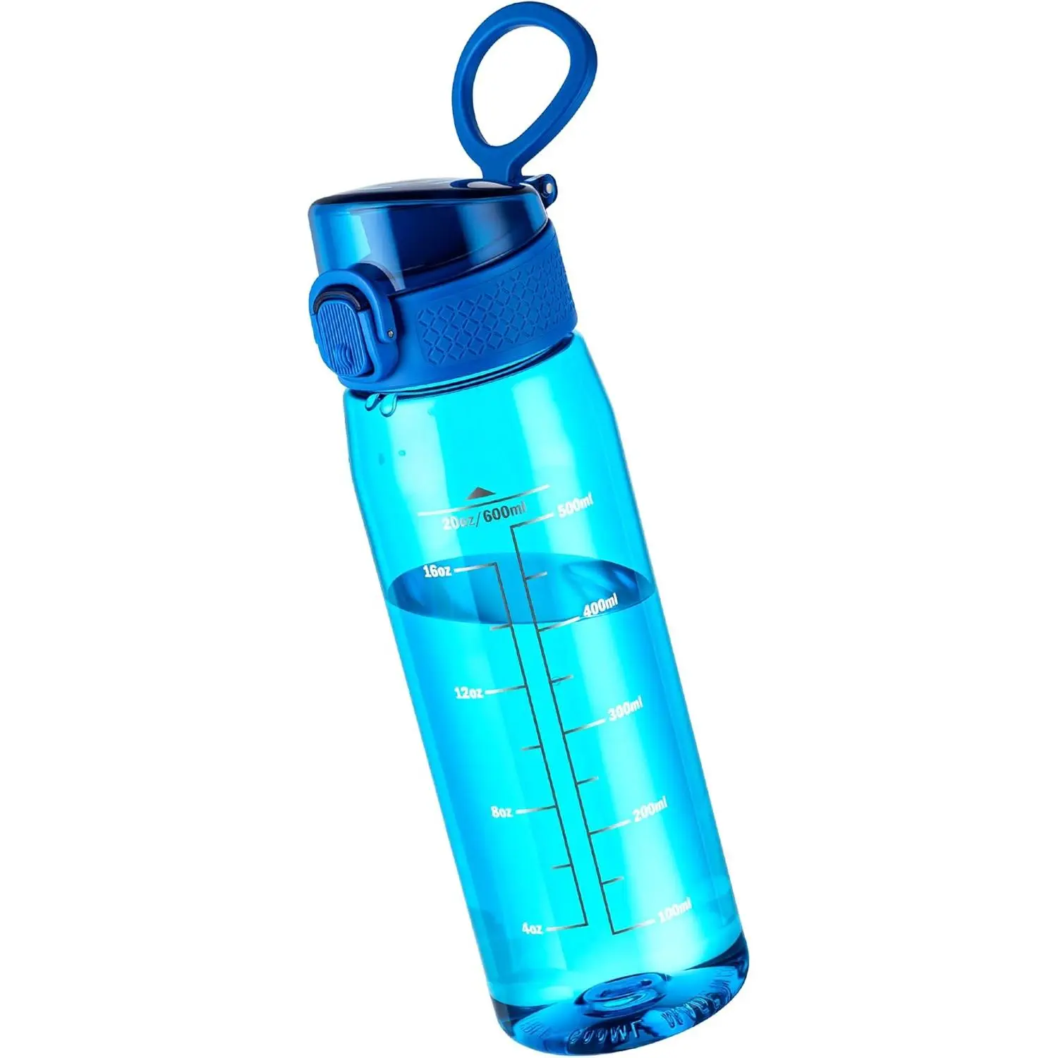 20oz Kids Water Bottle with Time Marker & Handle, Tritan BPA-Free, Reusable Leakproof Anti-Dust Everyday,Clear Kids Water Bottles For School,Car Travel, Gifts Boys Girls(Blue) New model
