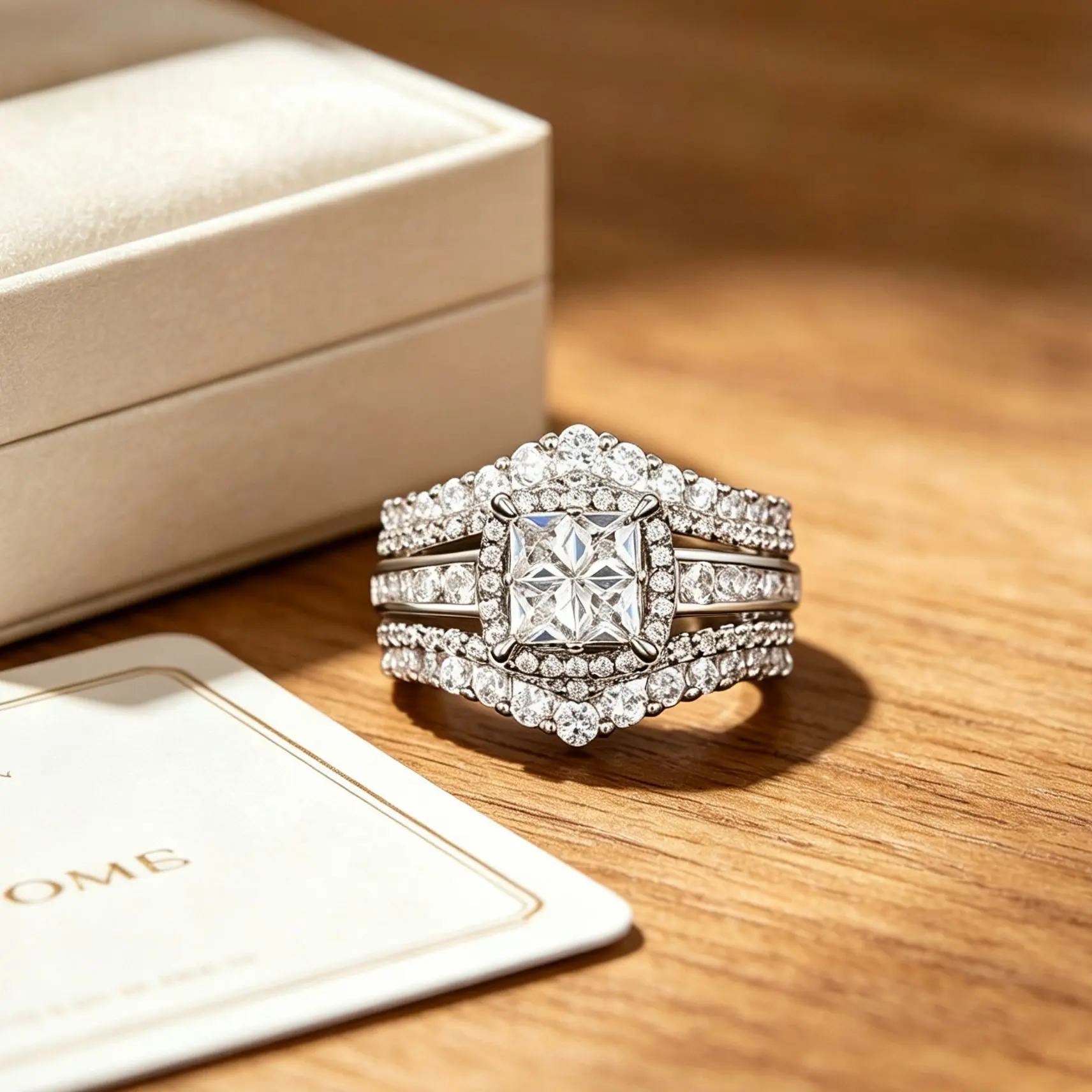 Square Five-in-One Ring for Women, S925 Sterling Silver Micro Pave CZ Stones Halo Design - Perfect Gift for Girlfriend or Wife Jewelry Elegant Daily Wear Stunning Luxurious
