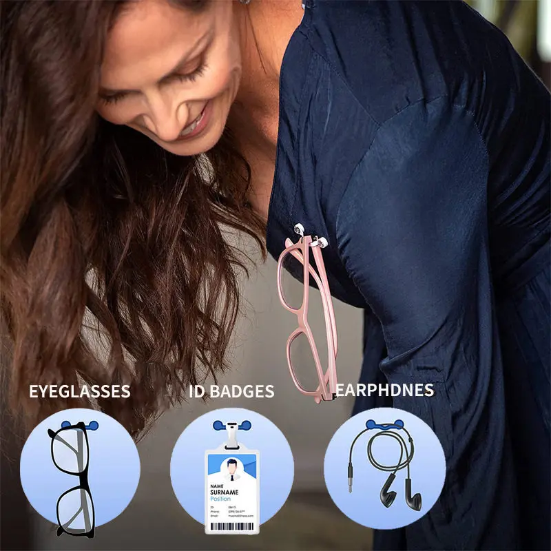 Drop Shipping Magnetic Glasses Holder, Magnet Collar Clip for Shirts, Multi Functional Magnetic Pin Tool for ID Badges & Headphone Storage