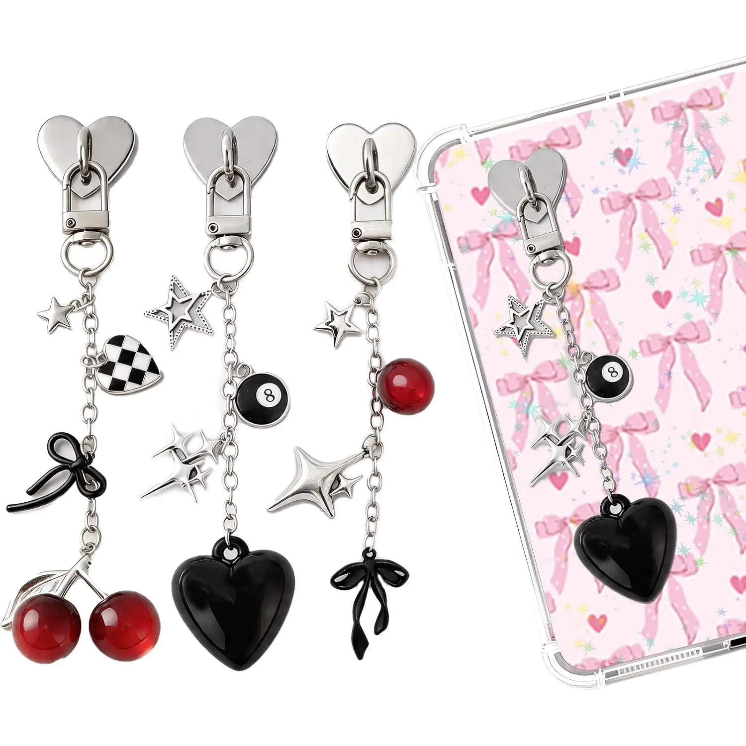 Charm Chains for Kindle - 3 count Cute Accessories with Hook Compatible for E-reader/iPad/Phone  for Women