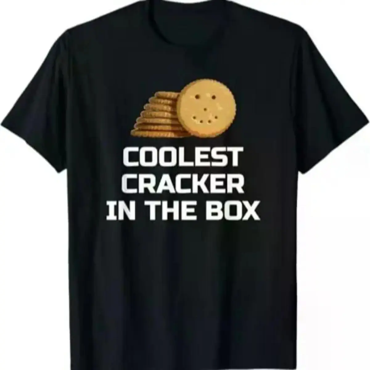 Men's "Coolest Cracker" Graphic T-Shirt, Loose Fit Cotton Crew Neck Top, Breathable Street Style for All Seasons, Effortlessly Pairs with Jeans, Shortsleeve, Fabric, Tee, Denim, Relaxed Fit, Casual, Normal Type, Machine Washable, Soft, Menswear, Short Sle