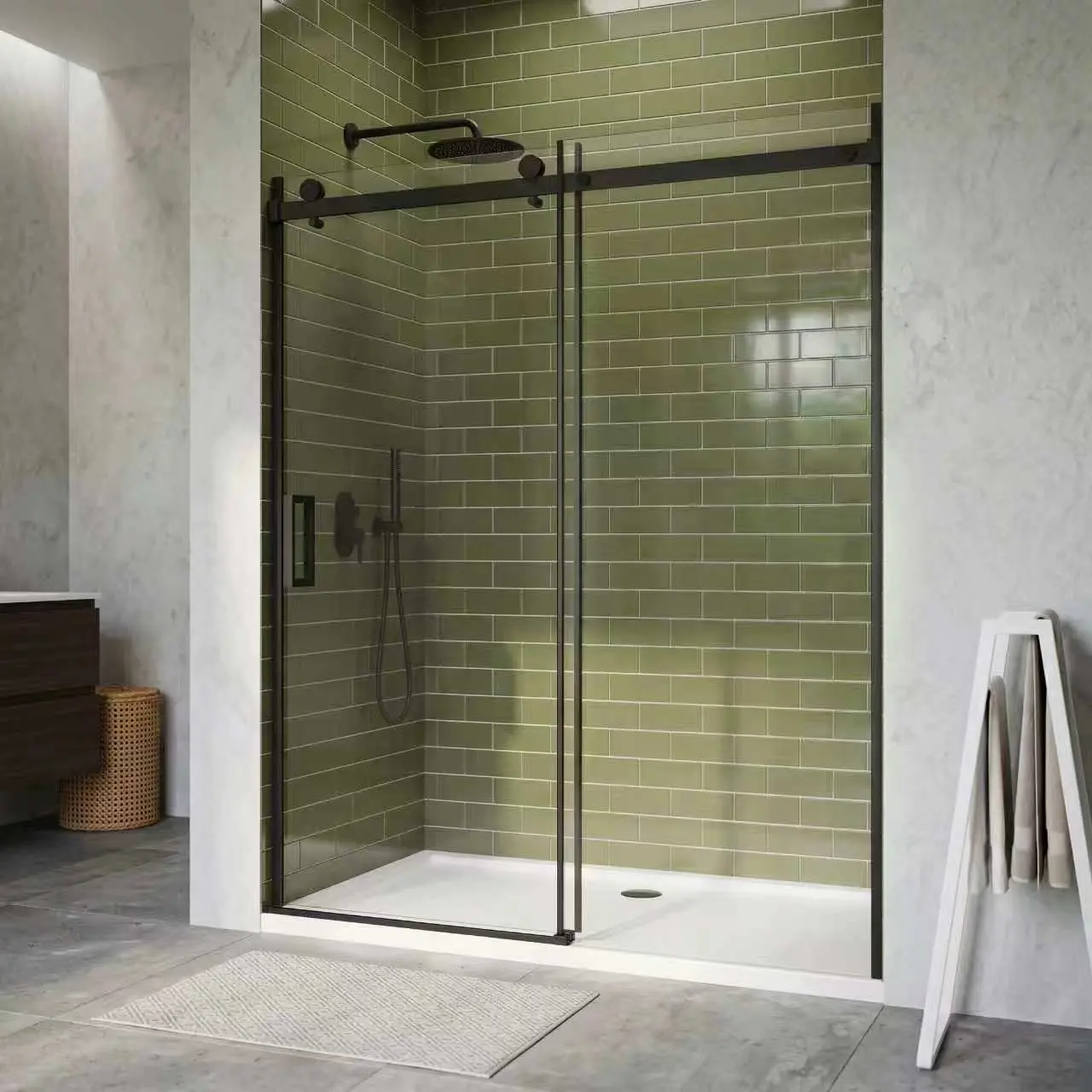 56-60"W x 72"H Frameless Sliding Shower Door, 5/16"(8mm) SGCC Glass