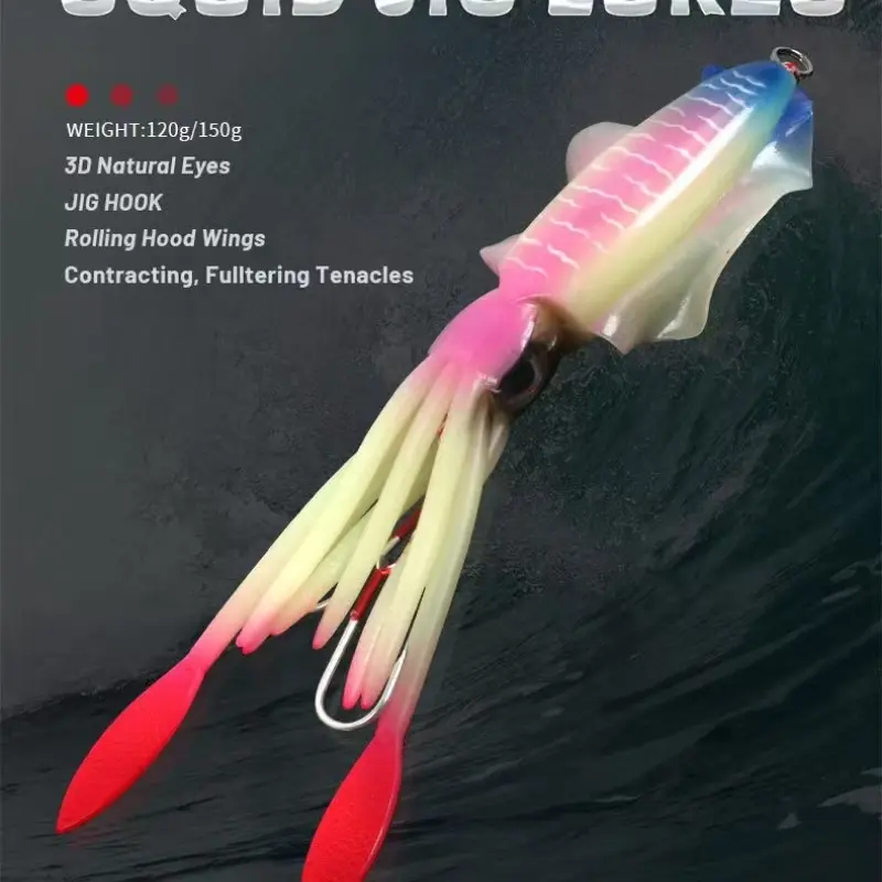150g Deep Sea Squid Lure with Lead and Hook, Soft Bait for Saltwater Fishing, Octopus Design, Ideal for Anglers, Durable and Effective