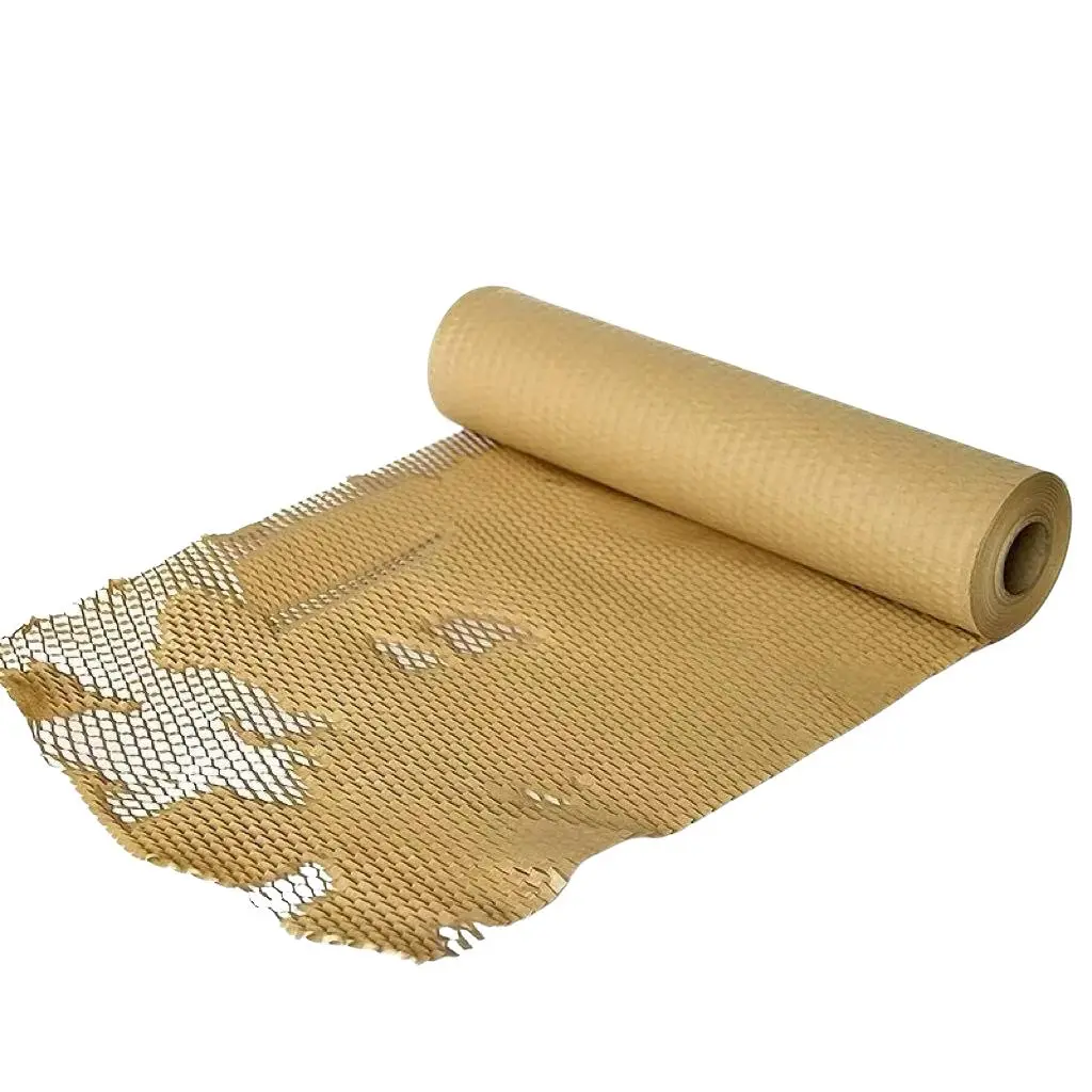 Honeycomb Paper Packaging Material, Shockproof Buffering Filler, Kraft Paper Honeycomb for Flower Bouquets, Eco-Friendly Anti-Shock Packing - 65Ft/98Ft