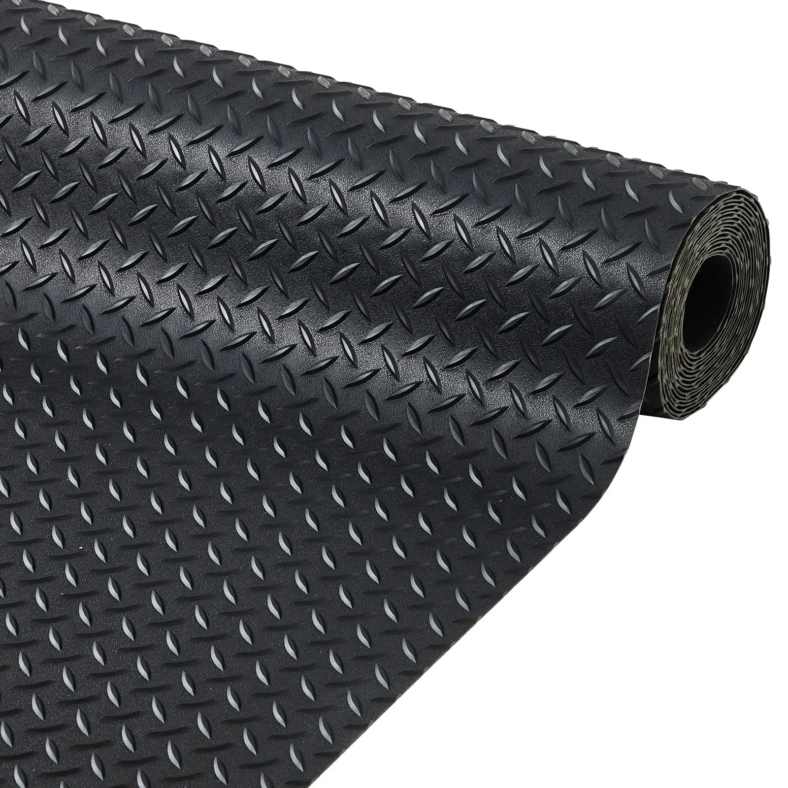 4 x 6 FT Garage Floor Mat, 2.8mm Thickened Flooring Roll Diamond Plate PVC Rubber Trailer Mat, Non-Slip Floor Protector Mat for Garage, Warehouse, Gyms, Trailer, SUV