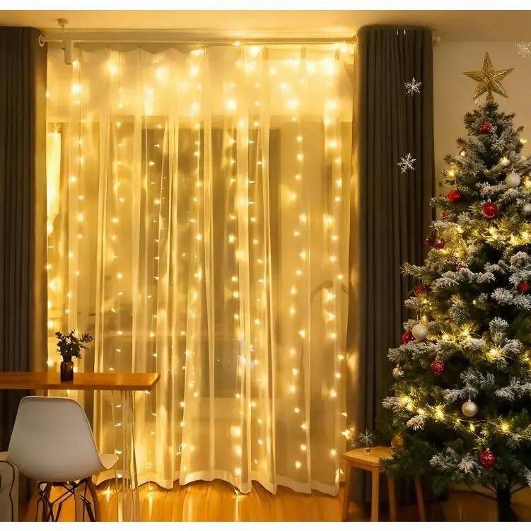 2 Packs 300 LED Curtain String Lights, 9.8x9.8ft Waterproof with 8 Modes & Remote Control, Super-Bright Festive Decor for Christmas Weddings, Aesthetic Home & Living Room Accents, Bedroom LED Lights, Room & Wall Decor, Room Decor