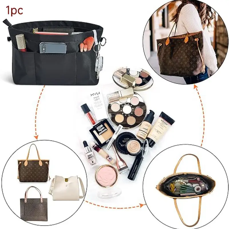 High-Quality Nylon Wallet Organizer Bag, Zippered Pouch with Multiple Pockets, Handbag Insert for Easy Storage and Organization