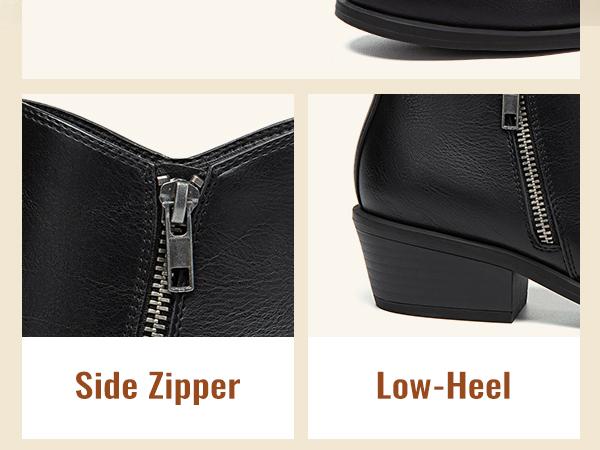 Athlefit Women's Ankle Boots Chunky Low Heel Comfortable Short Boots Round Toe Dress Booties with Side Zipper Athlefit Women's Ankle Boots Chunky Low Heel Comfortable Short Boots Round Toe Dress Booties with Side Zipper