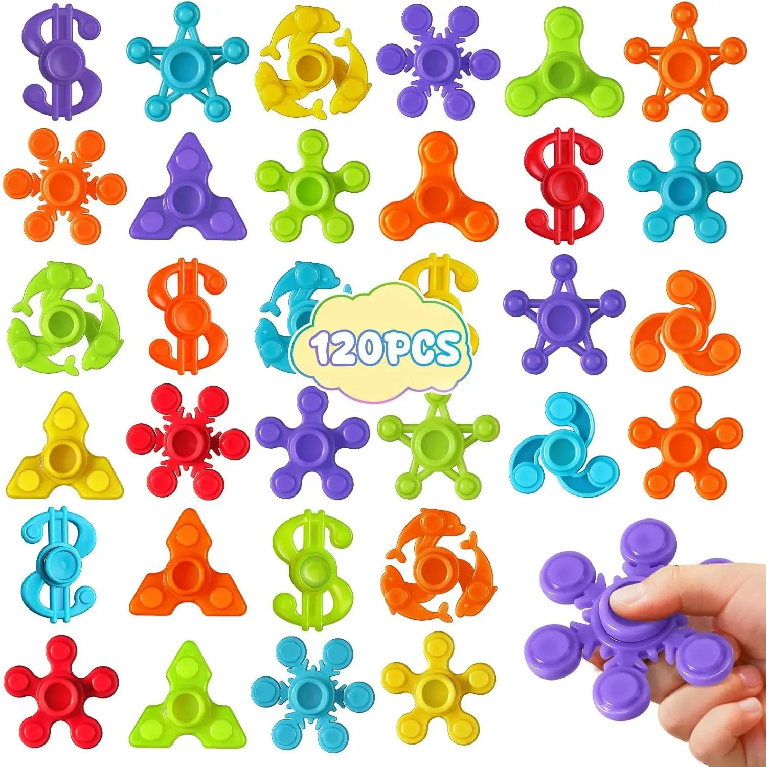 120Pcs Mini Fidget Spinner for Classroom Prize, Fidget Toys Bulk for Kids Anxiety Stress Relief Autism ADHD, Goodie Bag Stuffers Birthday Party Favors Gifts, Treasure Box Toysfidget toys