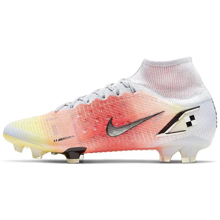 Nike Mercurial Superfly 8 Elite FG Soccer Cleats for Men and Women – Orange Pink White, Round Toe, Lace-Up, Rubber Studs Verifiable, with credentials and supporting global authentication