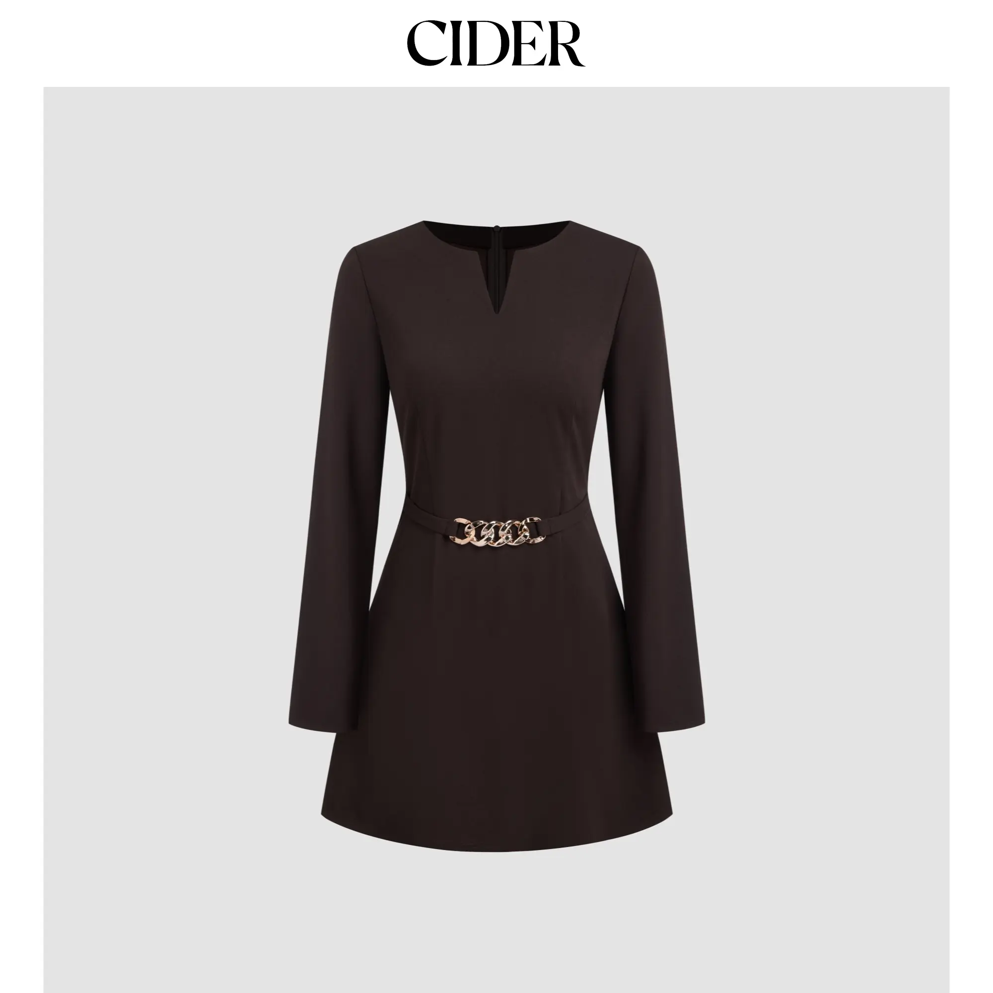 Cider [size 0-10] Solid Chain Long Sleeve Mini Dress SummerFinds