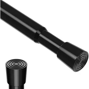 18-41 Inches No Drilling Adjustable Black Spring Loaded Expandable Short Tension Curtain Rod for Windows Kitchen Doorway