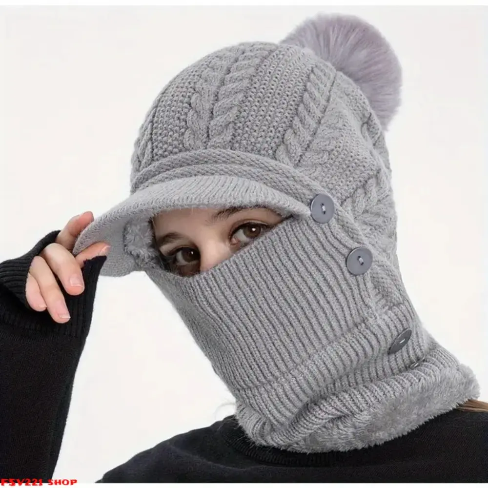Women's Soft Sherpa Polyester Cable-Knit Winter Ski Hat - Thick, Loose-Fit, Fleece-Lined, Insulated, Windproof, Hand-Washable, Face Covering, 1 Size Fits Most (Motorcycle Protective Gear), For Women, One Size Fits Most sohochic