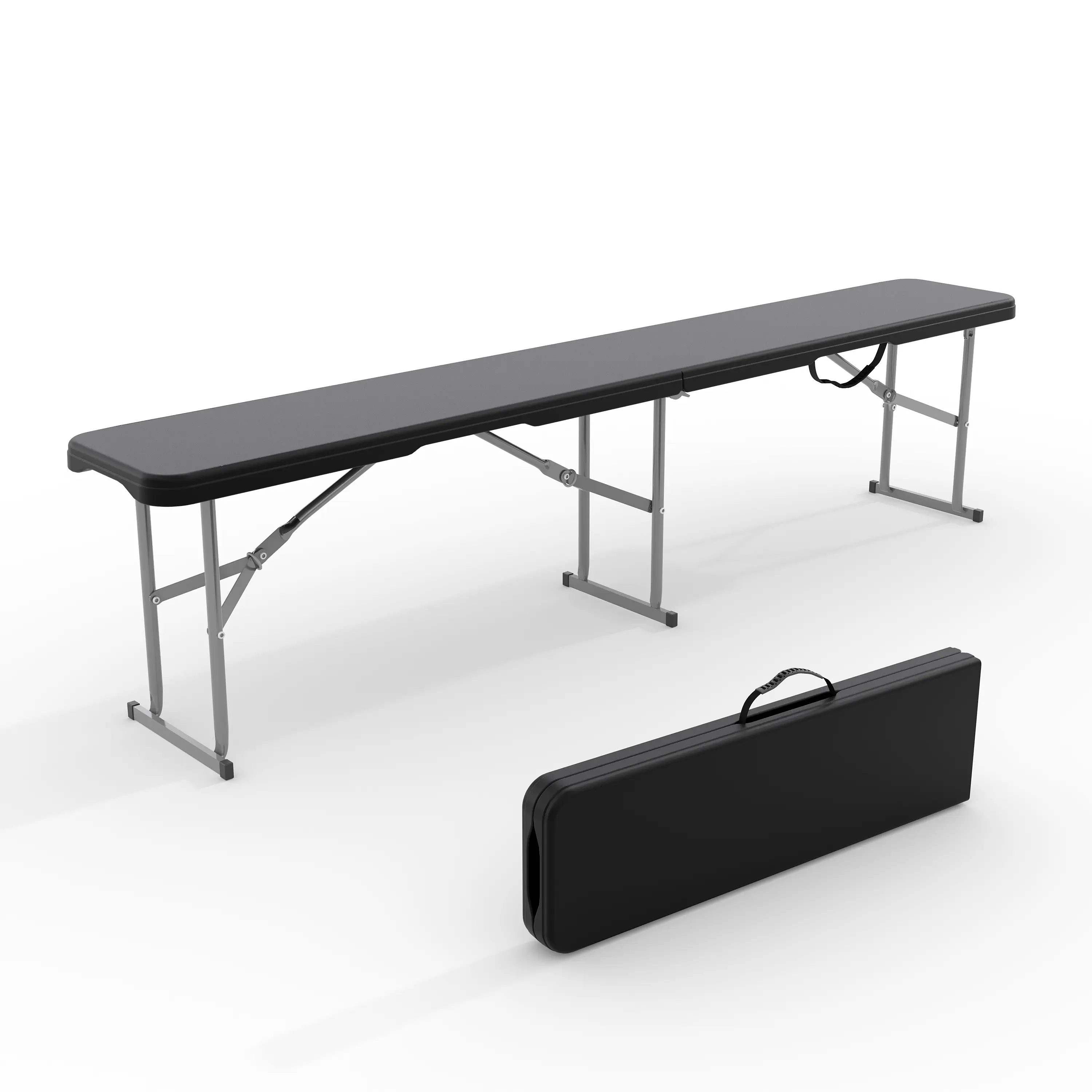 6FT Heavy Duty Folding Bench, 380lbs Capacity Plastic Outdoor Bench for Patio Camping Tailgating, Portable Foldable Seat with Handle, Weather Resistant, No Assembly