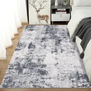 Garvee 5x7 FT Modern Abstract Indoor Carpet, Ultra Soft, Non Slip, Low Pile, Machine Washable Runner Rug, Stain Resistant Contemporary Carpet for Entryway, Hallway, Laundry, Gray
