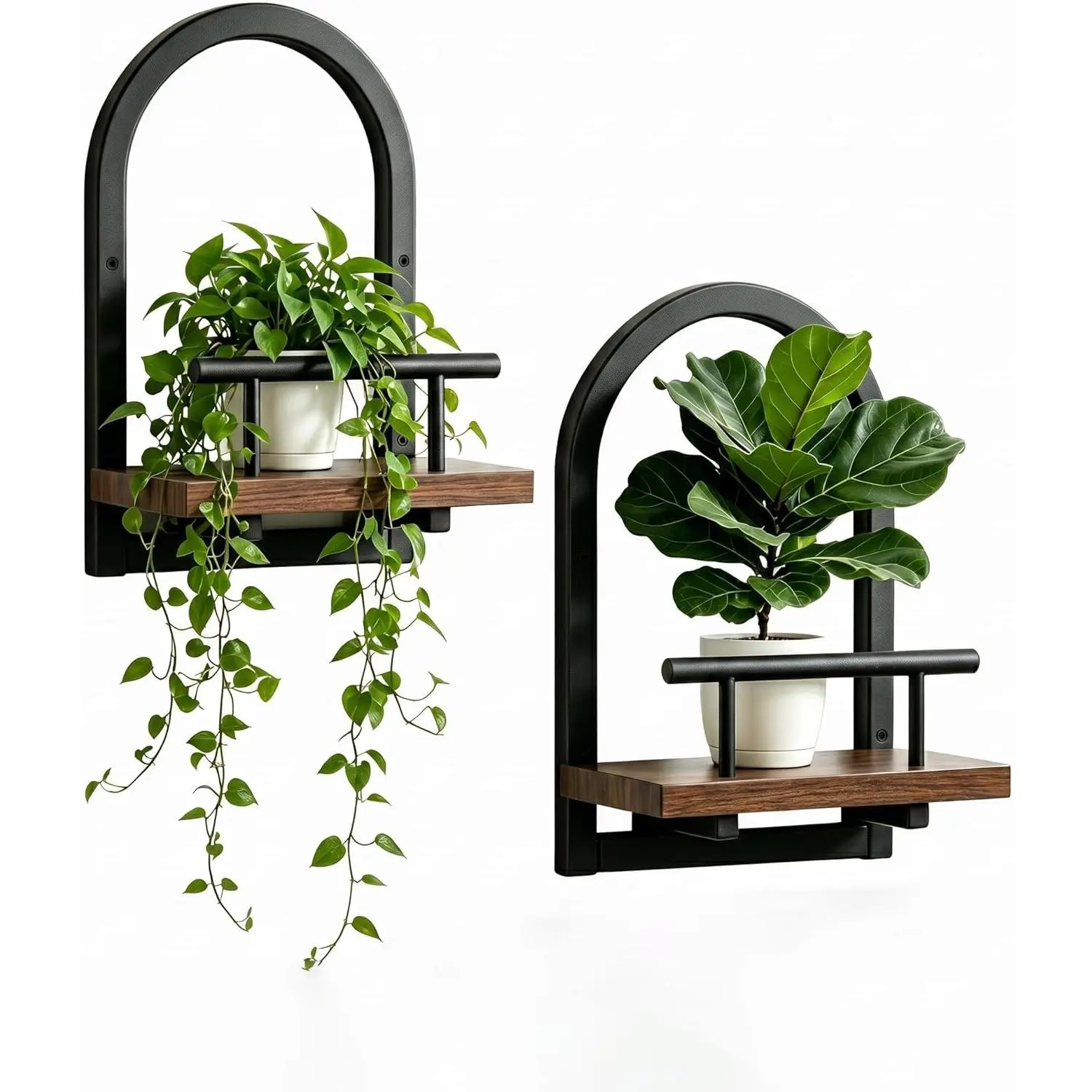 Floating Shelves Set for 2, Wall Planters for Indoor Plants, Hanging Shelves Wall Shelf Plant Holder for Living Room Decor, Bathroom, Bedroom, Kitchen, Office